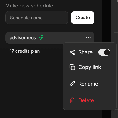 bldr saved schedule variations