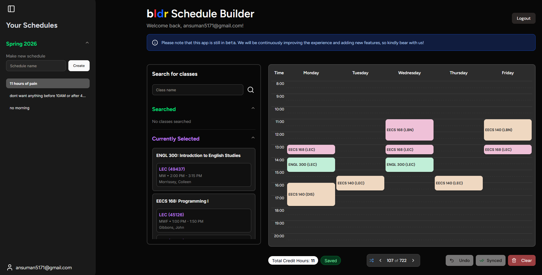 bldr - College Course Scheduler