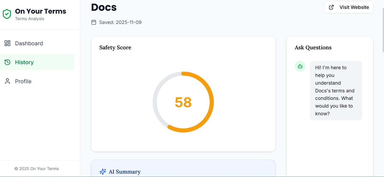 On Your Terms - Privacy Policy Analyzer