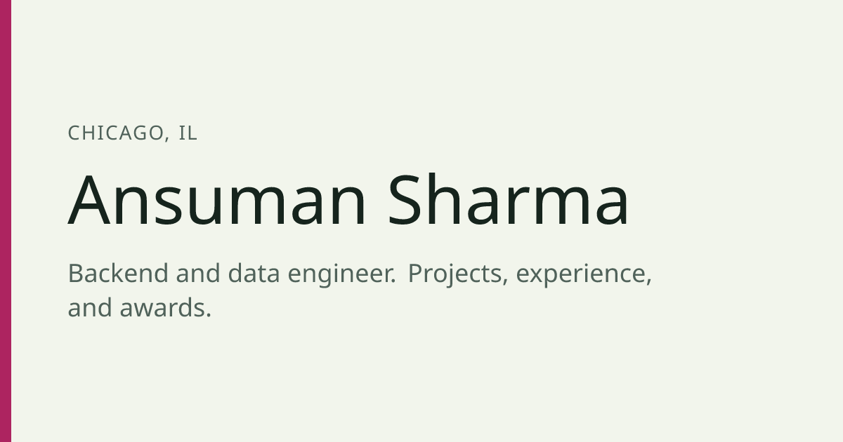 Ansuman Sharma | Software Engineer & Full-Stack Developer
